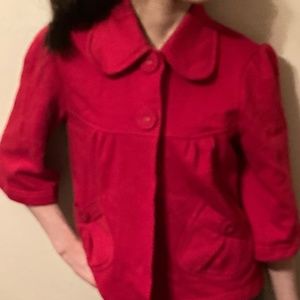 Two Red & White Peter Pan Jacket Sweater XS 1